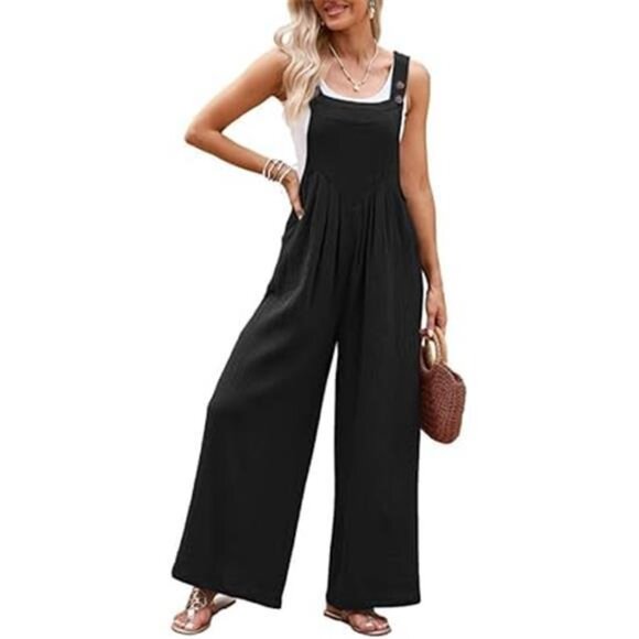 Black Wide Leg Women's Jumpsuit XXL. New In Package. - Picture 2 of 5